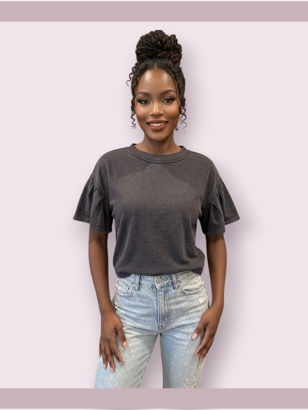 Anthropologie Pilcro Faded Black Cross Back Tee - Picture 2 of 8
